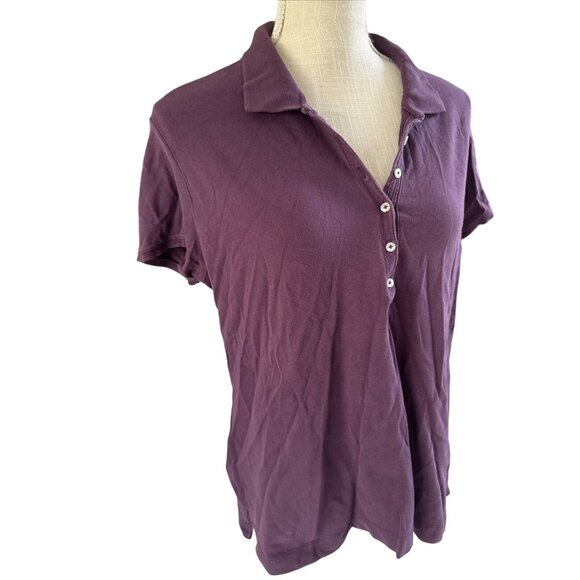 H&M L.O.G.G. Womens Purple Polo Shirt XL Cotton Casual - Picture 3 of 7